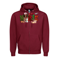 Burgundy Christmas Nurse Zipper Hoodie - NancyCooperArtShop