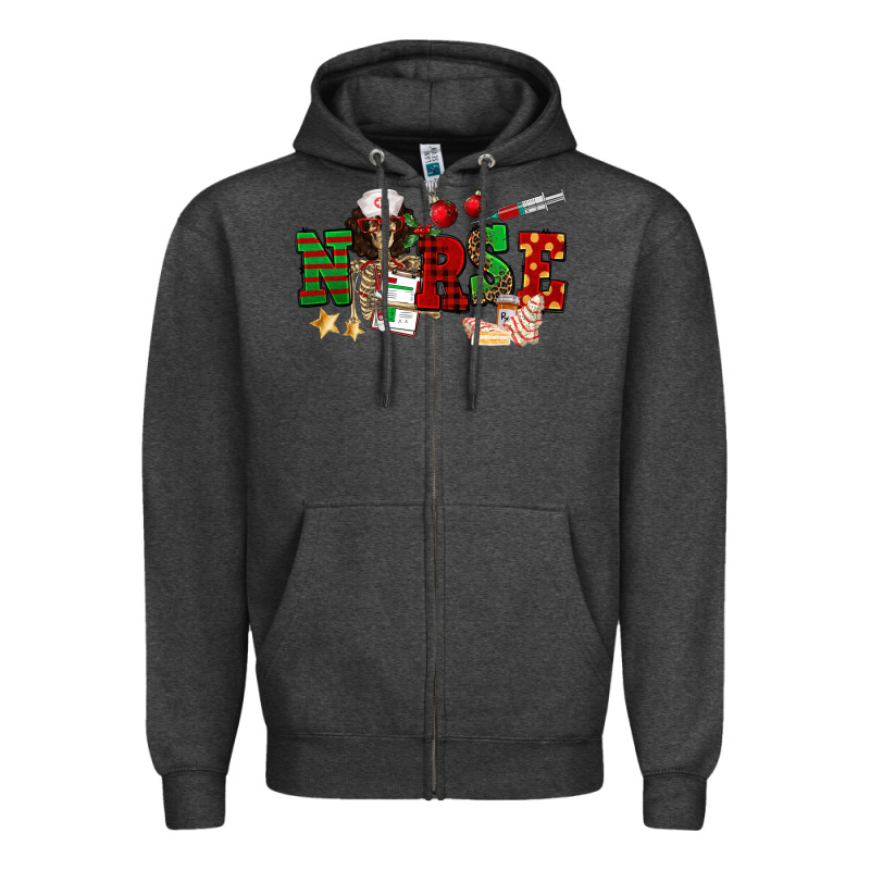Christmas Nurse Zipper Hoodie by NancyCooperArtShop | Teevron