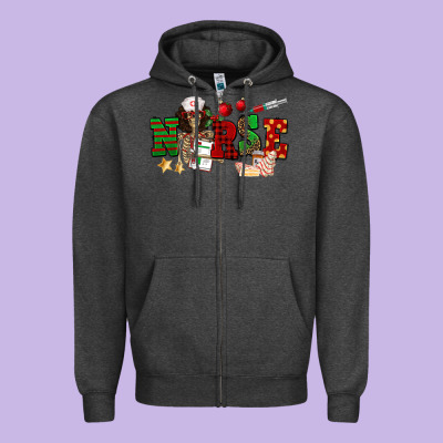 Christmas Nurse Zipper Hoodie Designed By Nancycooperartshop