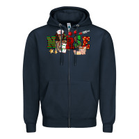 Navy Christmas Nurse Zipper Hoodie - NancyCooperArtShop