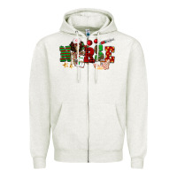 Oatmeal Heather Christmas Nurse Zipper Hoodie - NancyCooperArtShop