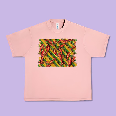 Mardi Gras Crawfish Background Urban Heavy Tee Designed By Barkaloodesign