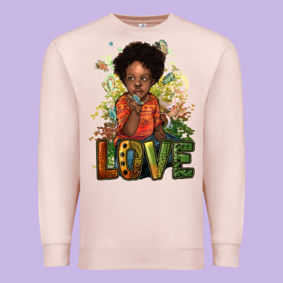 Black Afro Boy Love Premium Sweatshirt Designed By Nancycooperartshop
