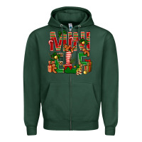 Sports Green Christmas mini Elf Zipper Hoodie - NancyCooperArtShop