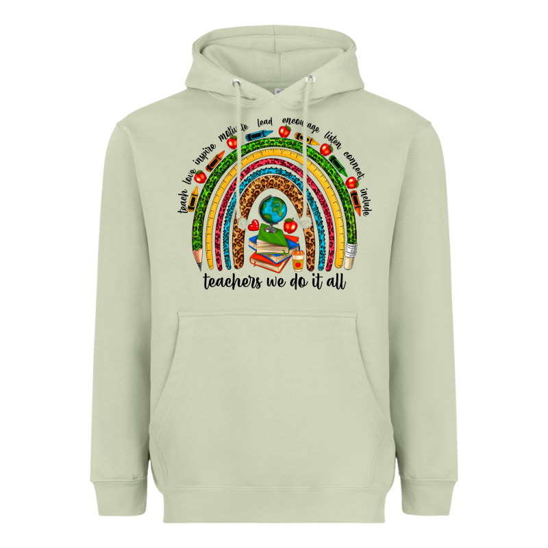 Teachers We Do It All Rainbow Heavyweight Hoodie by NancyCooperArtShop | Teevron