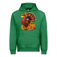 Emerald Thanksgiving turkey with pumpkin and sunflower Urban Hoodie - NancyCooperArtShop