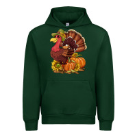 Forest Green Thanksgiving turkey with pumpkin and sunflower Urban Hoodie - NancyCooperArtShop