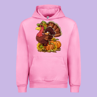 Thanksgiving Turkey With Pumpkin And Sunflower Urban Hoodie Designed By Nancycooperartshop
