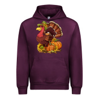 Mauve Wine Thanksgiving turkey with pumpkin and sunflower Urban Hoodie - NancyCooperArtShop