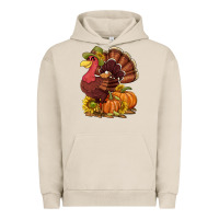 Pigment French Oak Thanksgiving turkey with pumpkin and sunflower Urban Hoodie - NancyCooperArtShop