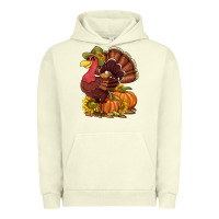 Pigment Pistachio Thanksgiving turkey with pumpkin and sunflower Urban Hoodie - NancyCooperArtShop
