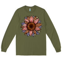 Army Green usa flag camouflage leopard sunflower Long Sleeve Tee - Artiststas