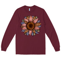 Burgundy usa flag camouflage leopard sunflower Long Sleeve Tee - Artiststas