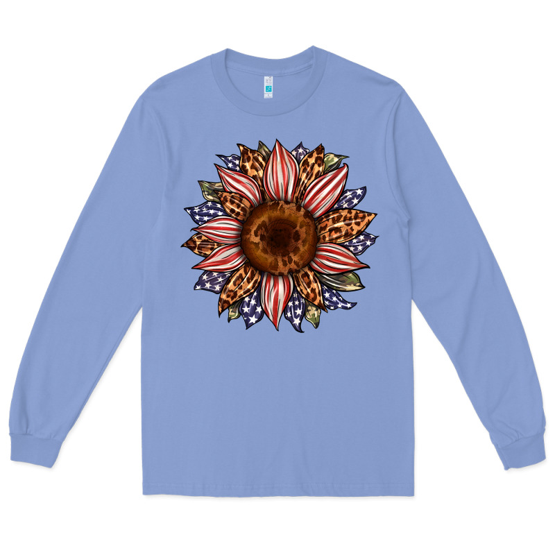 Usa Flag Camouflage Leopard Sunflower Long Sleeve Tee by Artiststas | Teevron
