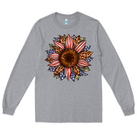 Heather Grey usa flag camouflage leopard sunflower Long Sleeve Tee - Artiststas