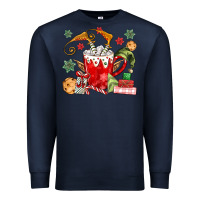 Navy cup of chocolate and cookies Premium Sweatshirt - MaliasSmallBusiness