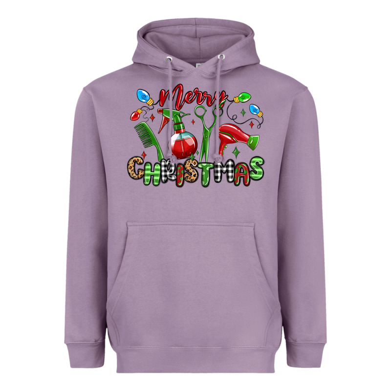 Merry Christmas Hair Dresser Heavyweight Hoodie by MaliasSmallBusiness | Teevron