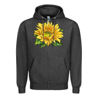 Charcoal Heather starburst greenburst sunflower Zipper Hoodie - LillyAllenDesigns