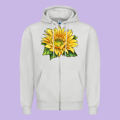 Starburst Greenburst Sunflower Zipper Hoodie Designed By Lillyallendesigns