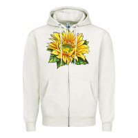 Oatmeal Heather starburst greenburst sunflower Zipper Hoodie - LillyAllenDesigns
