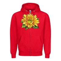 Red starburst greenburst sunflower Zipper Hoodie - LillyAllenDesigns