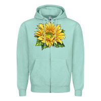 Seafoam starburst greenburst sunflower Zipper Hoodie - LillyAllenDesigns