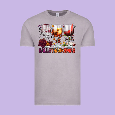 Hallothanksmas Halloween Thanksgiving  Christmas Wine Vintage Tee Designed By Fadigitalartstudio