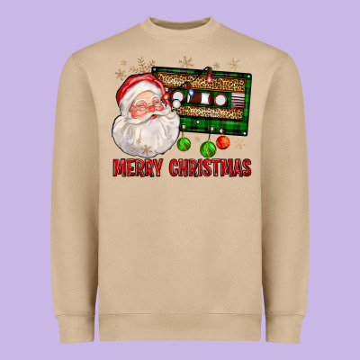 Merry Christmas Santa Cassette Heavyweight Sweatshirt Designed By Fadigitalartstudio