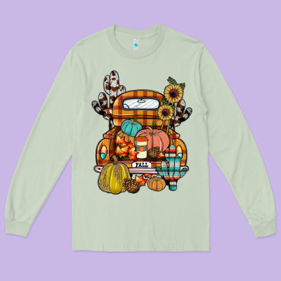 Farm Truck,fall Long Sleeve Tee Designed By Jahusdesignshop