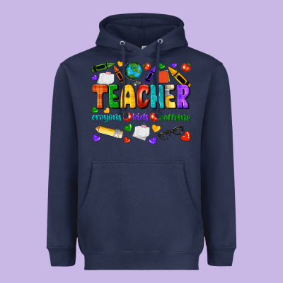 Teacher Crayons Kids Caffeine Heavyweight Hoodie Designed By Nancycooperartshop