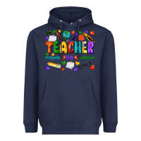 Navy teacher crayons kids caffeine Heavyweight Hoodie - NancyCooperArtShop