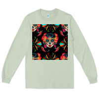 Matcha sugar skull seamless pattern Long Sleeve Tee - BundleAndBundleShop