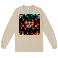 Mushroom sugar skull seamless pattern Long Sleeve Tee - BundleAndBundleShop