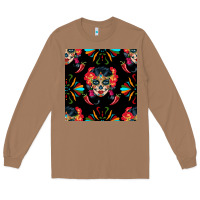 Toasted Coconut sugar skull seamless pattern Long Sleeve Tee - BundleAndBundleShop