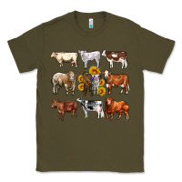 Army Green western cowsand sunflowers Classic Tee - AdoDesignShop