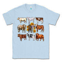 Dusty Blue western cowsand sunflowers Classic Tee - AdoDesignShop