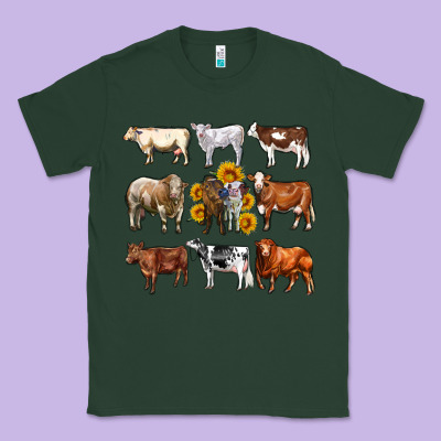 Western Cowsand Sunflowers Classic Tee Designed By Adodesignshop