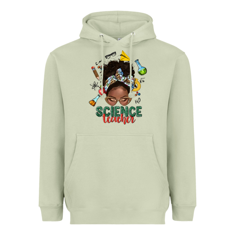 Science Teacher Afro Messy Bun Heavyweight Hoodie by NancyCooperArtShop | Teevron