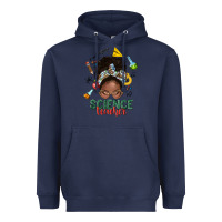 Navy science teacher afro messy bun Heavyweight Hoodie - NancyCooperArtShop