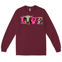 Burgundy love with holstein cow Long Sleeve Tee - AdoDesignShop