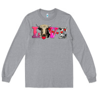 Heather Grey love with holstein cow Long Sleeve Tee - AdoDesignShop