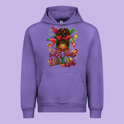 Santas Favorite Hair Stylist Afro Messy Bun Urban Hoodie Designed By Texasbilliewilder