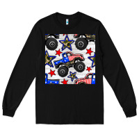 Black usa monster truck seamless pattern Long Sleeve Tee - BundleAndBundleShop