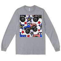 Heather Grey usa monster truck seamless pattern Long Sleeve Tee - BundleAndBundleShop