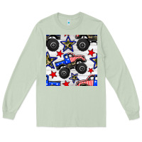 Matcha usa monster truck seamless pattern Long Sleeve Tee - BundleAndBundleShop