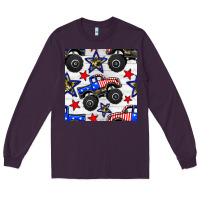 Plum usa monster truck seamless pattern Long Sleeve Tee - BundleAndBundleShop