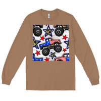 Toasted Coconut usa monster truck seamless pattern Long Sleeve Tee - BundleAndBundleShop