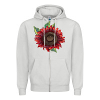 Dove Grey procut red sunflower Zipper Hoodie - LillyAllenDesigns