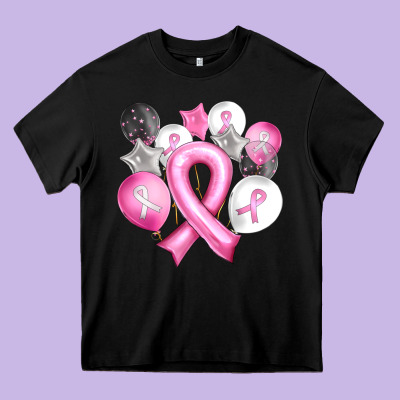 Balloons Cancer Ribbon Heavy Core Tee Designed By Artiststas