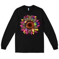 Black tie dye leopard sunflower Long Sleeve Tee - Artiststas